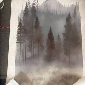 3 piece Set Misty Forest Art Print